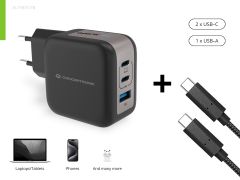 ALTHEA17B 3-Port 67W GaN USB PD Charger with USB-C Charging Cable, USB-C x 2, USB-A x 1, QC 3.0, PPS, PD 3.0