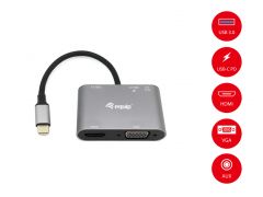 133483 USB-C 5 in 1 Multifunctional Adapter, HDMI, VGA, USB 3.2 Gen 1, AUX, 100W USB PD