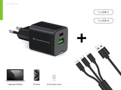 ALTHEA16B 2-Port 33W GaN USB PD Charger with 3-in-1 Charging Cable, USB-C x 1, USB-A x 1, QC 3.0, PPS, PD 3.0