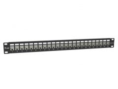 769128 Panel de parcheo Cat.6 Keystone blindado de 24 puertos + acoplador instalado, negro