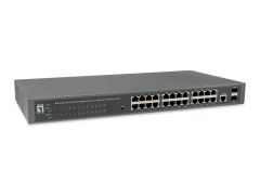 GEP-2652 Switch Gigabit PoE Smart Web de 26 puertos, 2 x Gigabit SFP, 24 salidas PoE, presupuesto de energía PoE de 370 W