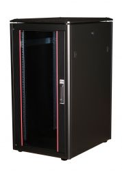 Equip Dynamic Flex 19" Free Standing Server Cabinet, 22U, 600x800mm, con puerta de cristal, paneles extraíbles y con cerradura, montado, RAL9005 Negro