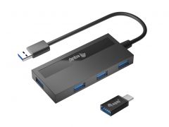 128956 Hub USB 3.2 Gen 1 de 4 puertos con adaptador USB-C