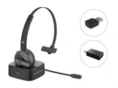 POLONA03BDA Bluetooth Mono Headset with Charging Dock & USB Audio Adapter, Noise Cancelling Microphone