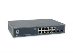 GEP-1221, Switch Gigabit de 12 puertos, 8 salidas PoE, 2 x Gigabit SFP, 150W