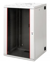 Armario de red de doble sección para montaje en pared Equip Pro Mount de 19", 20U, 600x600mm, con puerta de cristal, paneles extraíbles y con cerradura, montado, gris RAL7035