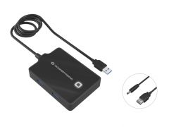 HUBBIES11B 4-Port-USB 3.0-Hub mit Anschluss für externes Netzteil, 90cm Kabel