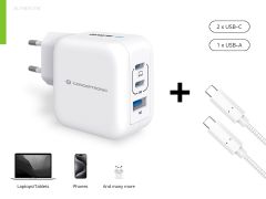 ALTHEA17W 67W 3-Port  GaN USB PD Charger, USB-C Charging Cable incl., USB-C x 2, USB-A x 1, QC 3.0, PPS, PD 3.0