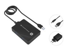 HUBBIES11BP 4-Port-USB-3.0-Hub mit Netzteil, 90cm Kabel