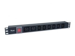 333316 Unidad de distribución de energía de 8 tomas, 6 x IEC-C13 + 2X IEC-C19, interruptor de encendido/apagado, carcasa de aluminio