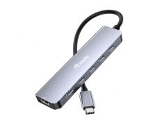 133499 Adaptador Multifuncional USB-C 6 en 1, HDMI 4K/60Hz, USB-C Gen2 x 4 (10Gbps), 100W USB PD
