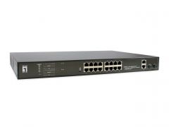 GEP-2021 Conmutador Gigabit PoE de 20 puertos, 16 salidas PoE, 2 x Gigabit RJ45, 2 x Gigabit SFP, 802.3at/af PoE, 270W