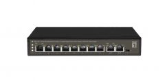 FGP-1031 Switch PoE Fast Ethernet de 10 puertos, 2 x Uplink Gigabit RJ45, 8 salidas PoE, presupuesto de energía PoE de 120 W
