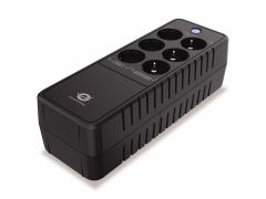 ZEUS09E Büro-USV, 850 VA, 490 W, Batterie- und überspannungsgeschützter Schuko x 3, überspannungsgeschützter Schuko x 3, RJ45-Ein-/Ausgang