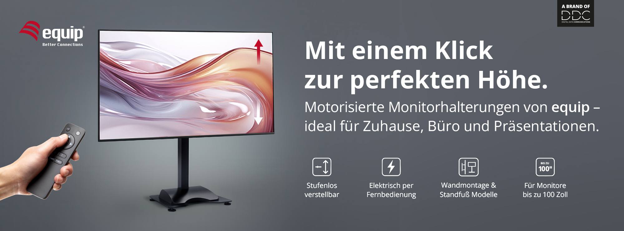 Elektrische Monitor- und TV-Halterung online kaufen – höhenverstellbar mit Fernbedienung